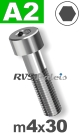 m4x30mm / per stuk - cilinderkopschroef A2
