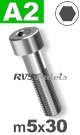 m5x30mm / per stuk - cilinderkopschroef A2