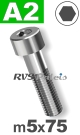m5x75mm / per stuk - cilinderkopschroef A2