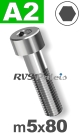 m5x80mm / per stuk - cilinderkopschroef A2
