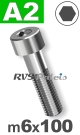 m6x100mm / per stuk - cilinderkopschroef A2