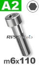 m6x110mm / per stuk - cilinderkopschroef A2