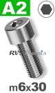 m6x30mm / per stuk - cilinderkopschroef A2