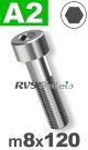 m8x120mm / per stuk - cilinderkopschroef A2