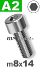 m8x14mm / per stuk - cilinderkopschroef A2