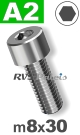 m8x30mm / per stuk - cilinderkopschroef A2