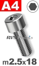 m2,5x18mm / per stuk - cilinderkopschroef A4