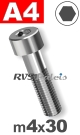 m4x30mm / per stuk - cilinderkopschroef A4