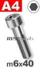 m6x40mm / per stuk - cilinderkopschroef A4