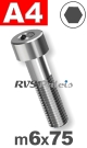 m6x75mm / per stuk - cilinderkopschroef A4