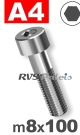 m8x100mm / per stuk - cilinderkopschroef A4
