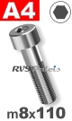 m8x110mm / per stuk - cilinderkopschroef A4