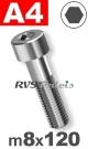m8x120mm / per stuk - cilinderkopschroef A4