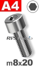 m8x20mm / per stuk - cilinderkopschroef A4
