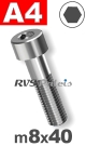m8x40mm / per stuk - cilinderkopschroef A4