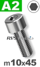 m10x45mm / per stuk - cilinderkopschroef A2
