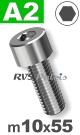 m10x55mm / per stuk - cilinderkopschroef A2