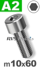 m10x60mm / per stuk - cilinderkopschroef A2