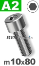 m10x80mm / per stuk - cilinderkopschroef A2