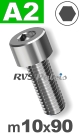 m10x90mm / per stuk - cilinderkopschroef A2