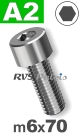 m6x70mm / per stuk - cilinderkopschroef A2