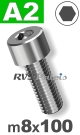 m8x100mm / per stuk - cilinderkopschroef A2