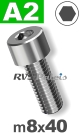m8x40mm / per stuk - cilinderkopschroef A2