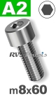 m8x60mm / per stuk - cilinderkopschroef A2