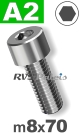 m8x70mm / per stuk - cilinderkopschroef A2