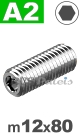 m12x80mm / per stuk - stelschroef (platte punt) A2