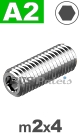 m2x4mm / per stuk - stelschroef (platte punt) A2