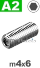 m4x6mm / per stuk - stelschroef (platte punt) A2