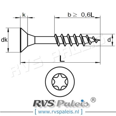 3,5x40mm / verp. 200 st. - spaanplaatschroef TX   A2