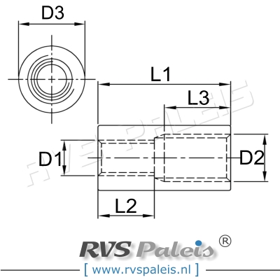 M6 -M10 / per stuk - reduceer koppelmoer (rond) A2