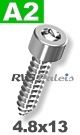 4,8x13mm / per stuk - plaatschroef  SW  A2