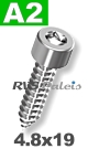 4,8x19mm / per stuk - plaatschroef  SW  A2