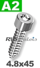4,8x45mm / per stuk - plaatschroef  SW  A2