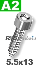 5,5x13mm / per stuk - plaatschroef  SW  A2