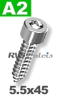 5,5x45mm / per stuk - plaatschroef  SW  A2
