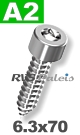 6,3x70mm / per stuk - plaatschroef  SW  A2
