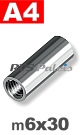 m6x30 / per stuk - koppelmoer (rond) A4