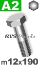 m12x190mm / per stuk - zeskantbout A2