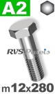 m12x280mm / per stuk - zeskantbout A2