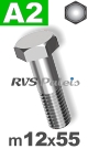 m12x55mm / per stuk - zeskantbout A2