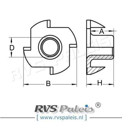 m8 / per stuk - inslagmoer  hout A2