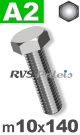 m10x140mm / per stuk - zeskanttapbout A2