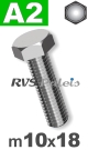 m10x18mm / per stuk - zeskanttapbout A2