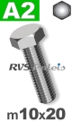 m10x20mm / per stuk - zeskanttapbout A2