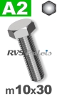 m10x30mm / per stuk - zeskanttapbout A2