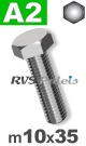m10x35mm / per stuk - zeskanttapbout A2